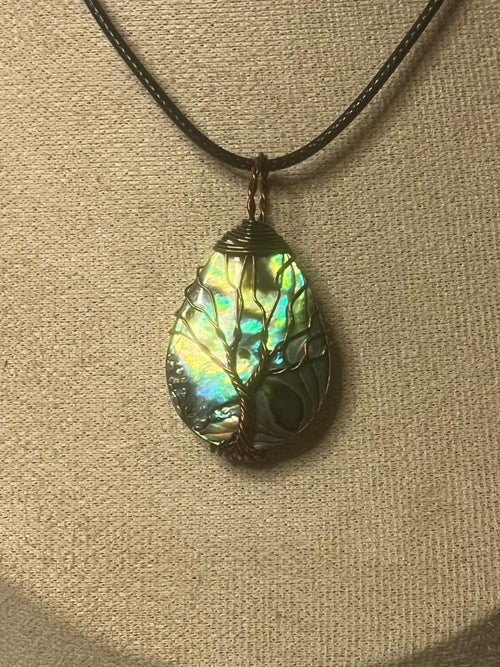 Abalone tree of life necklace