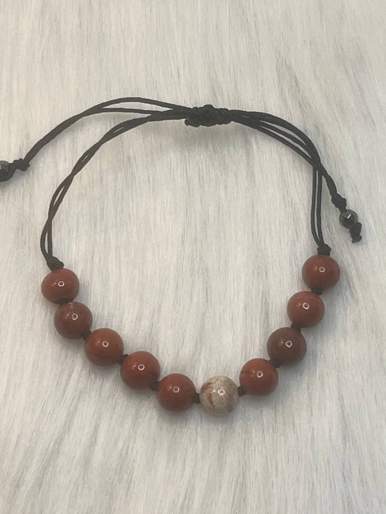 Red jasper macrame bracelet