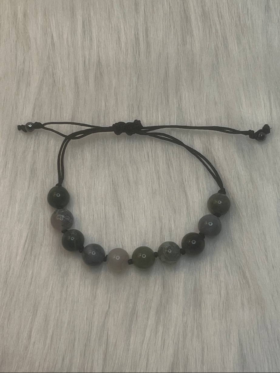Moss agate macrame bracelet