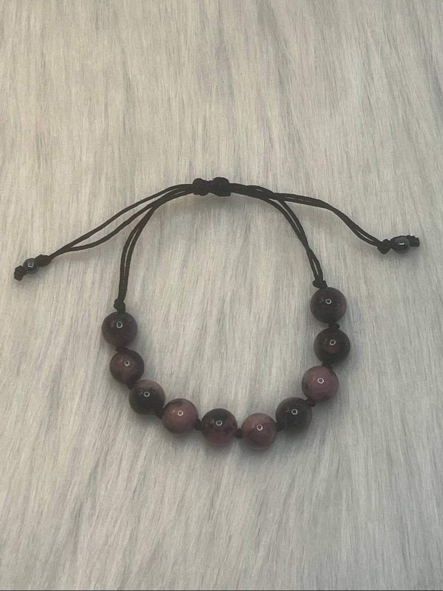 Rhodonite macrame bracelet