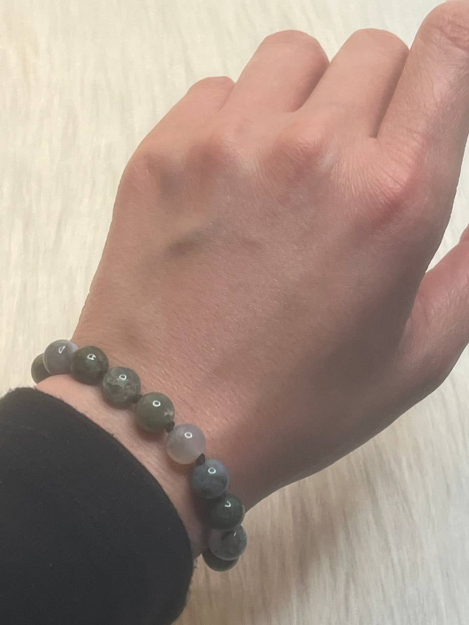 Moss agate macrame bracelet