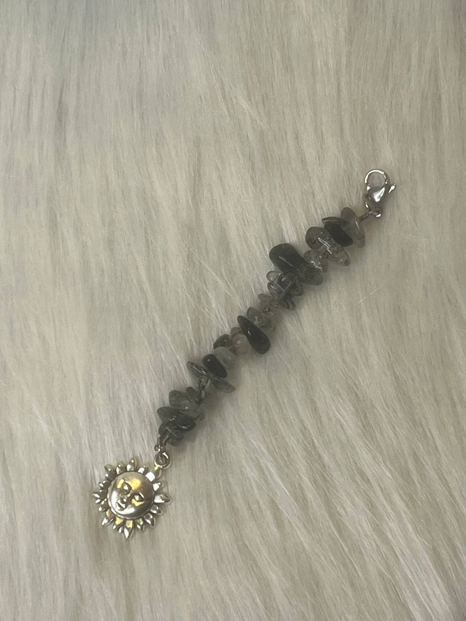 Black tourmaline quartz charm