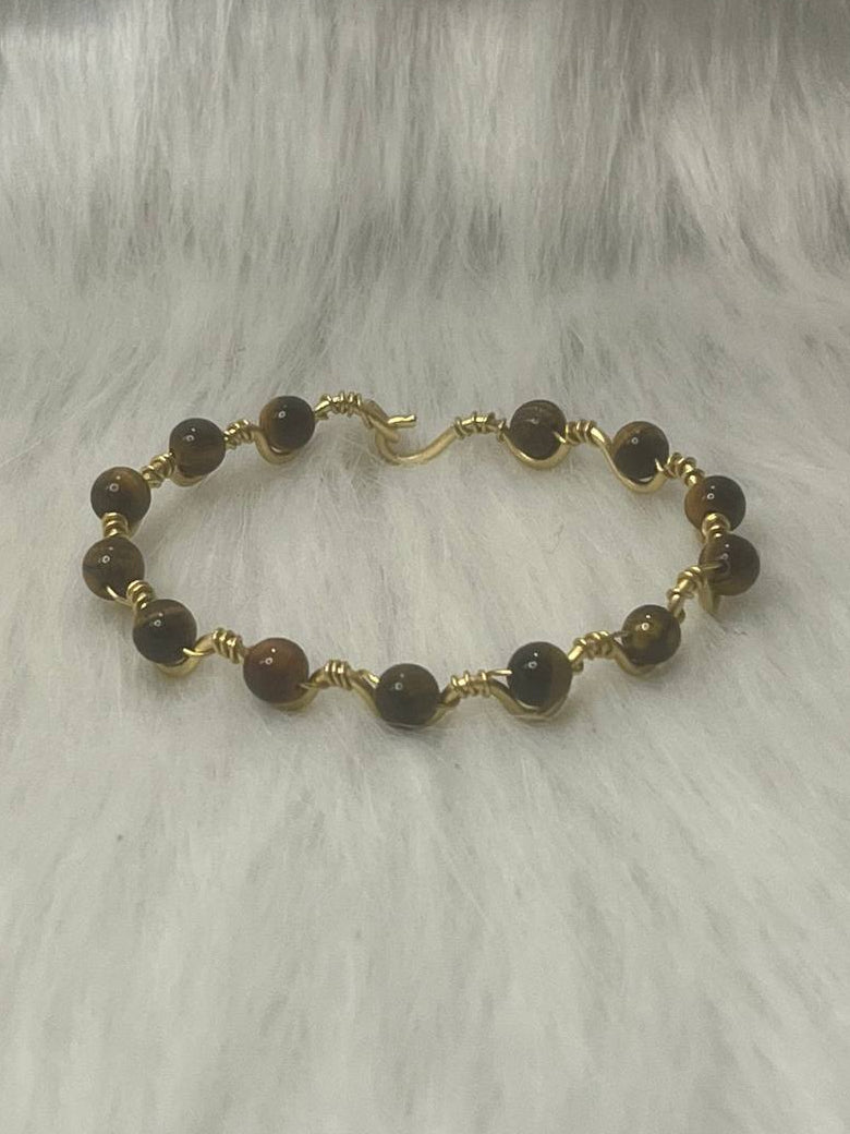 Crystals ripple brass bracelet