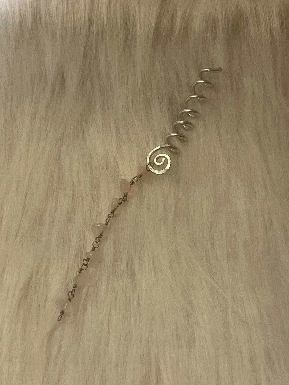 Rose quartz hair charm
