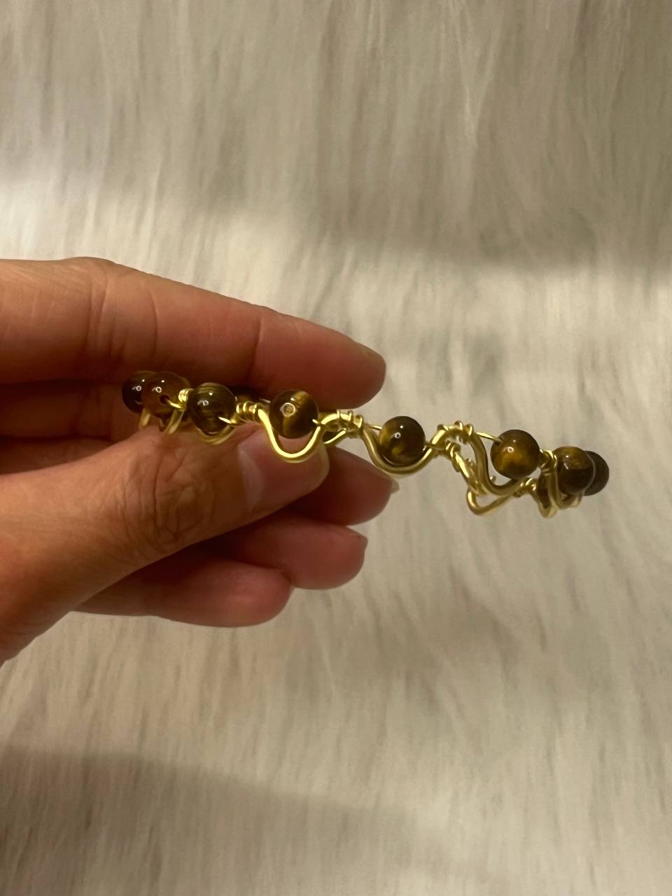 Crystals ripple brass bracelet