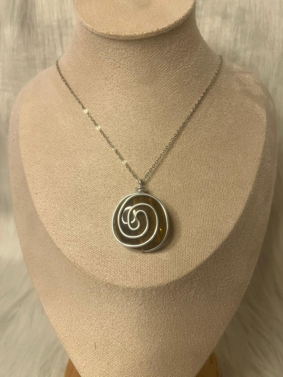 Tiger's eye spiral necklace