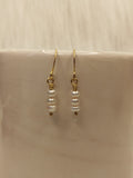 3 pearls brass earrings