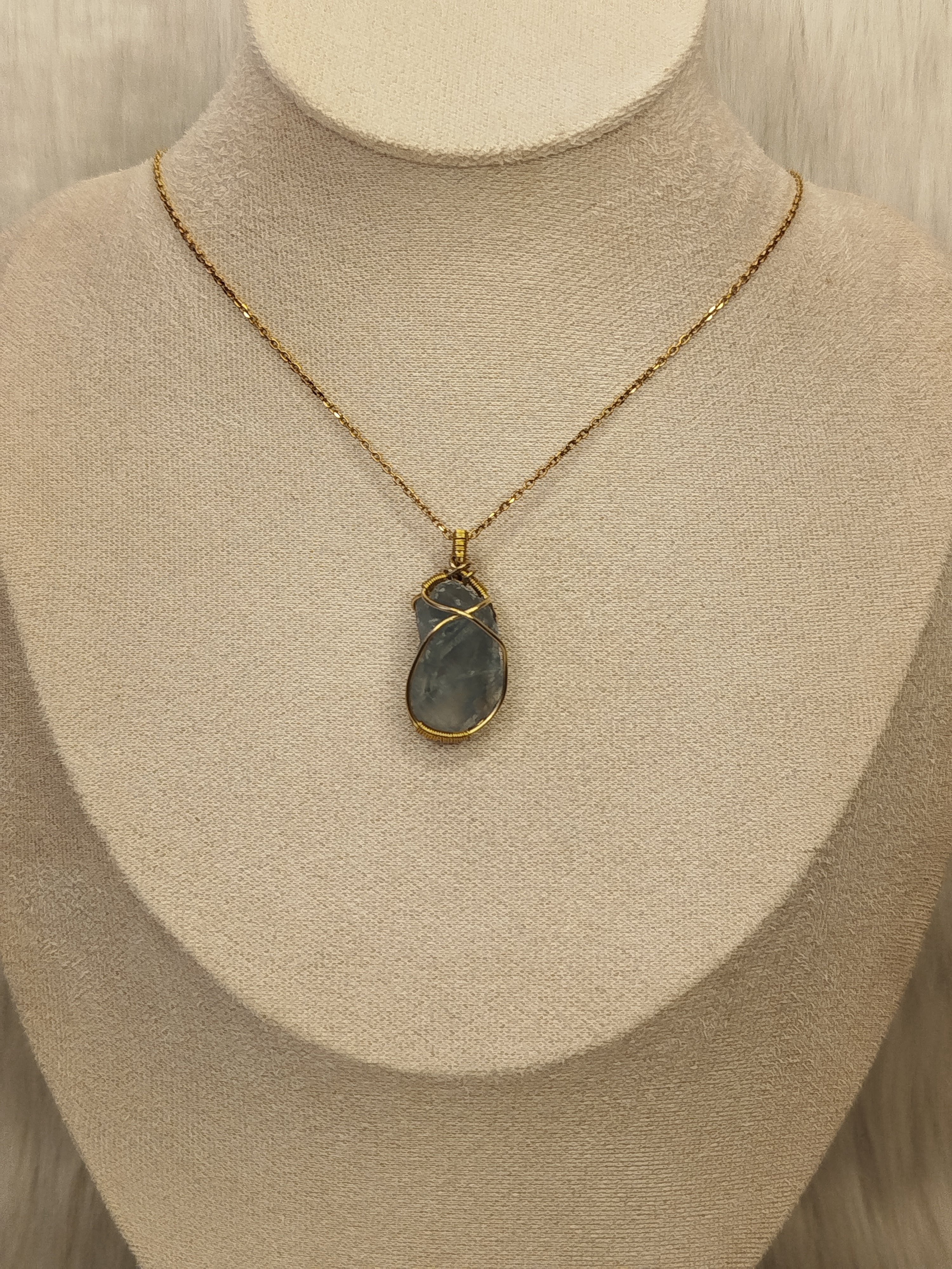 Celestite brass necklace