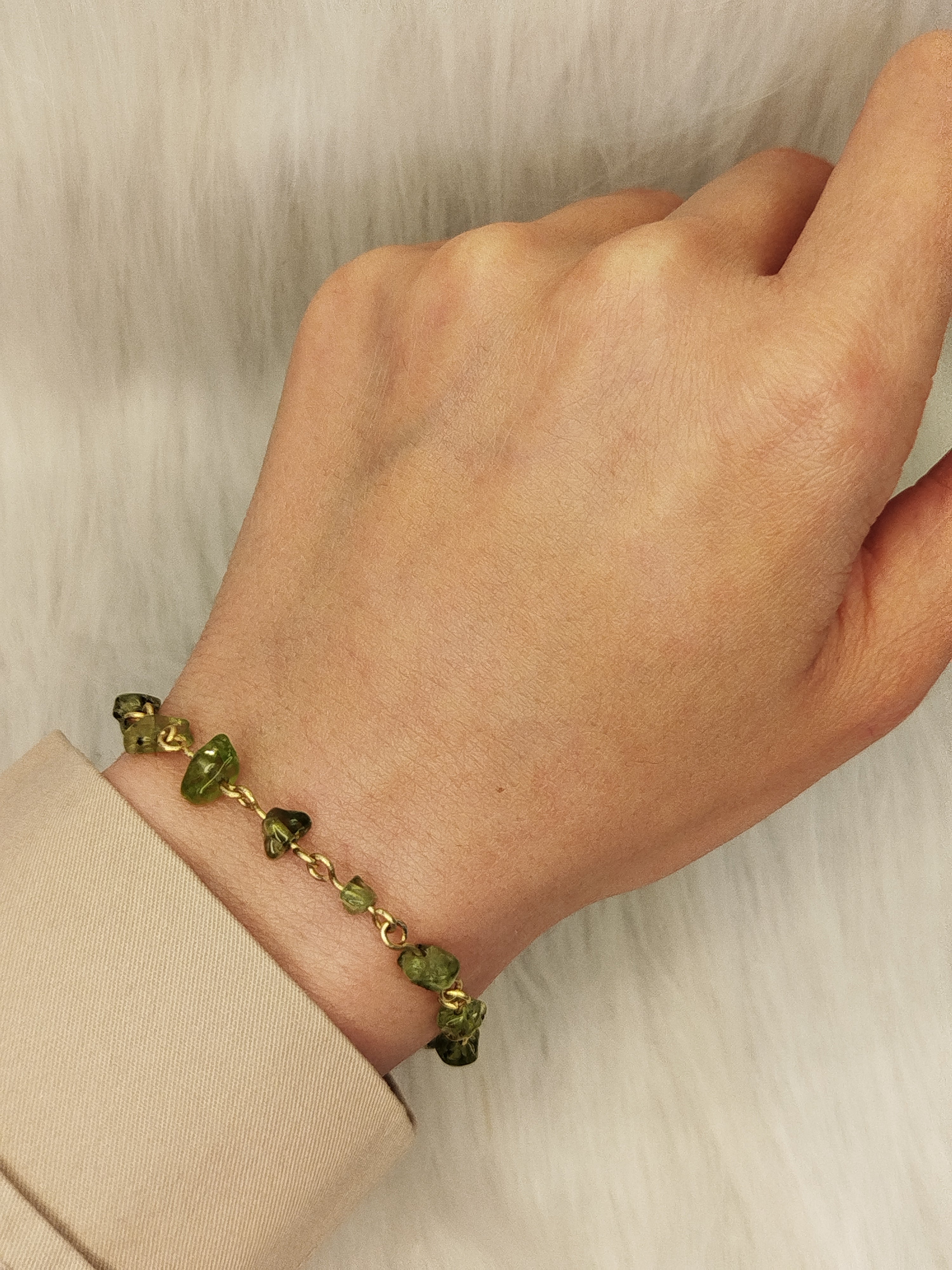 Peridot brass bracelet