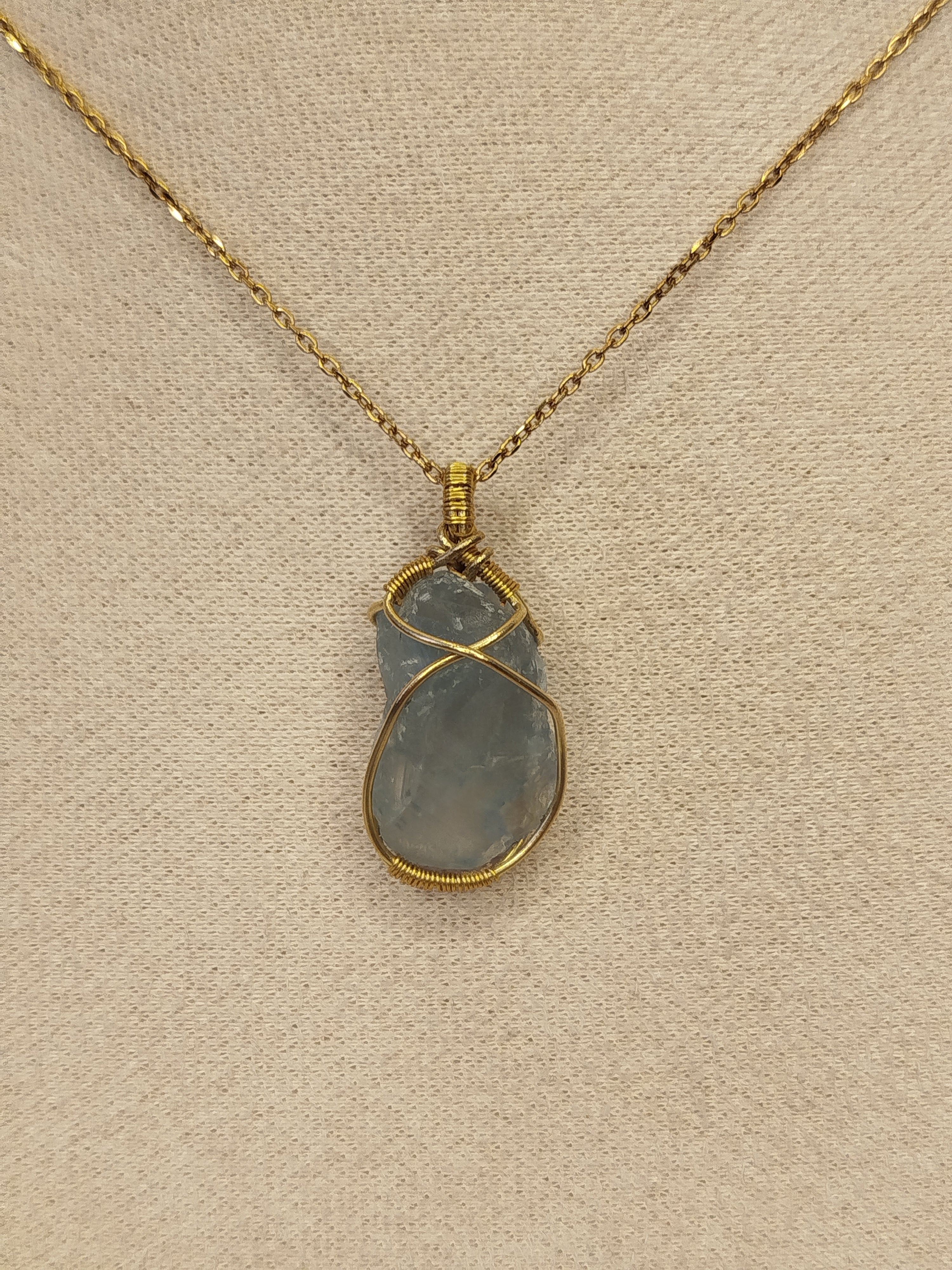 Celestite brass necklace