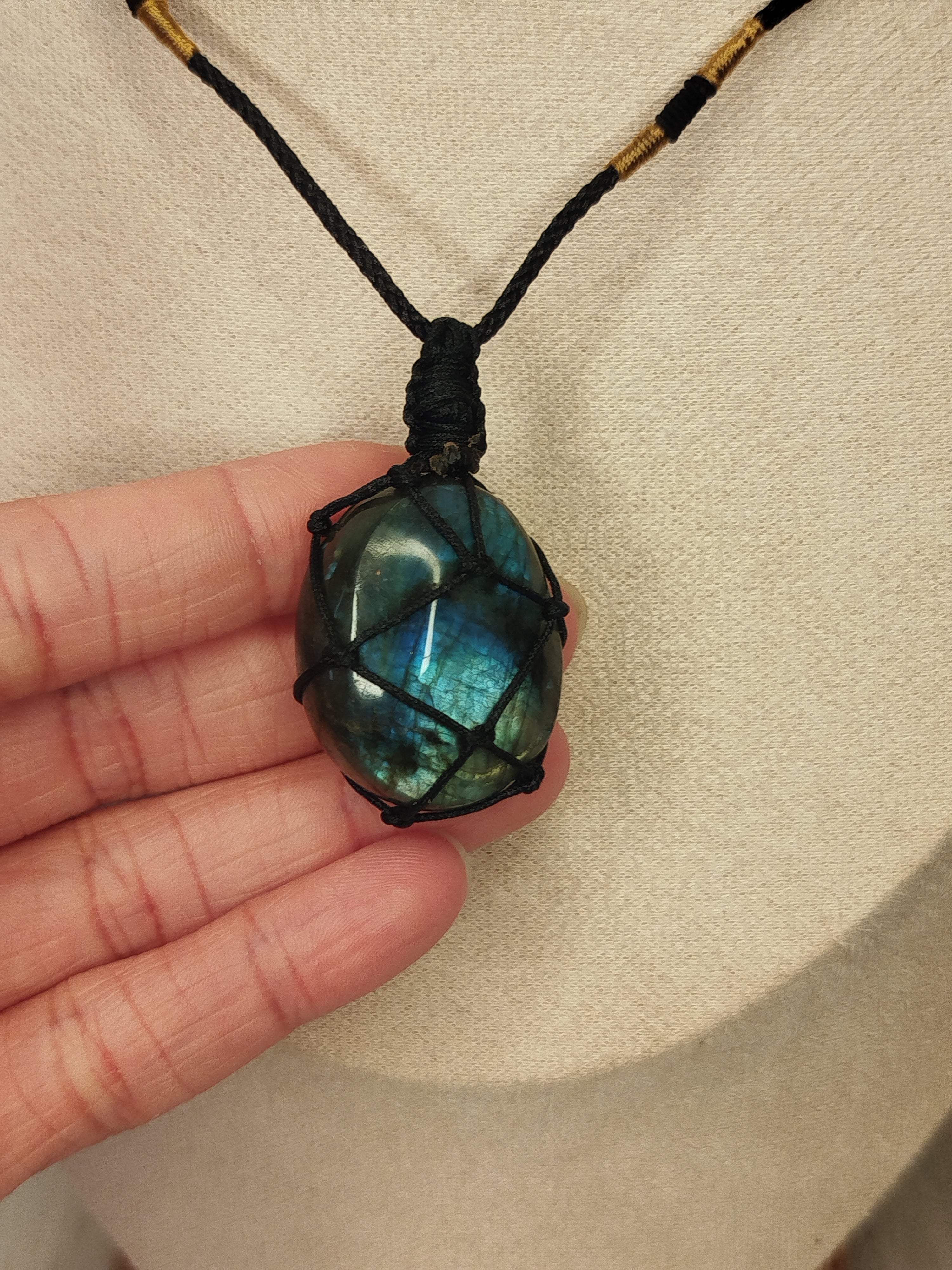 Labradorite macrame necklace