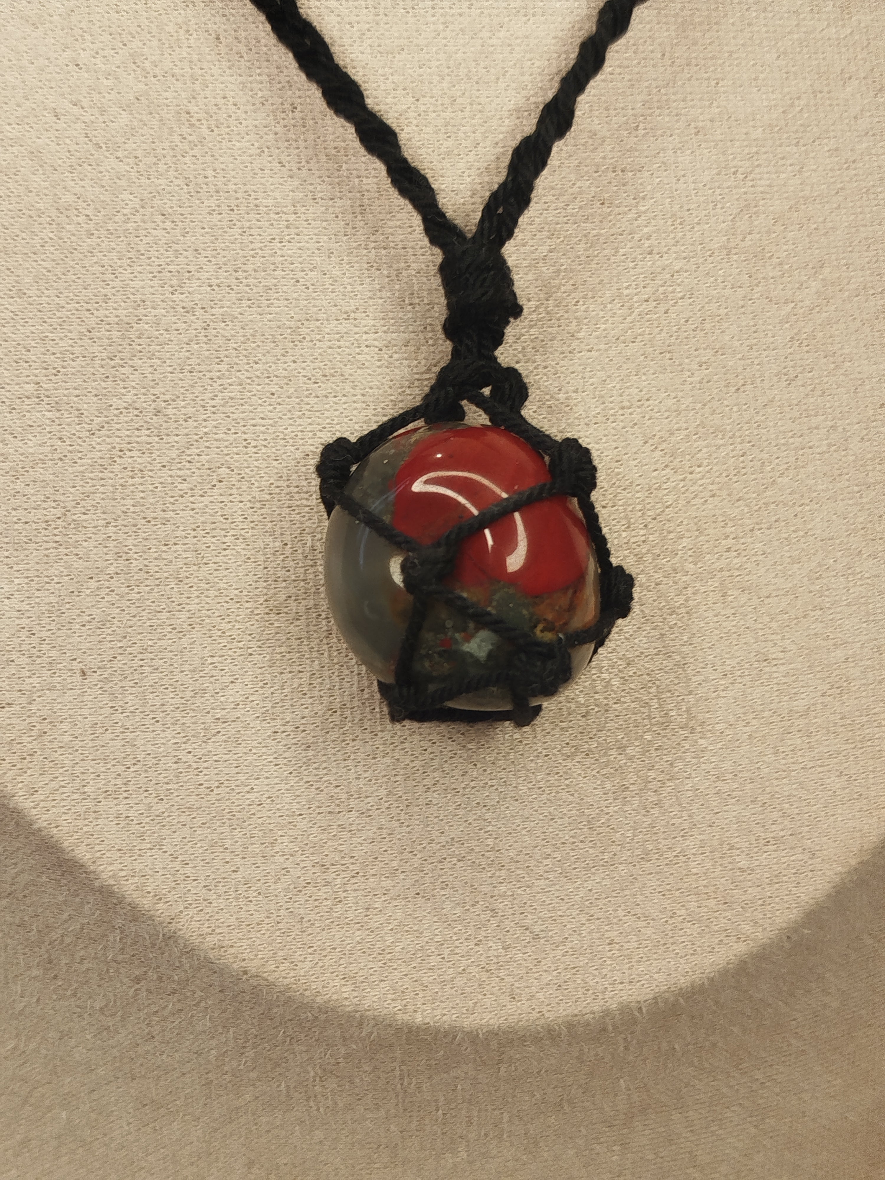 Bloodstone macrame necklace