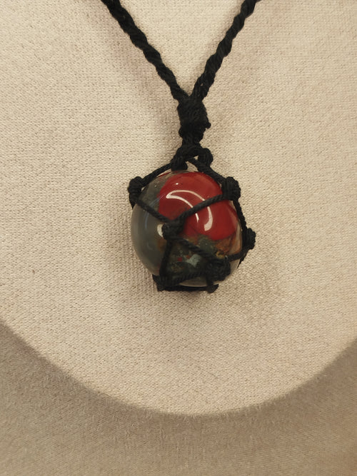 Bloodstone macrame necklace