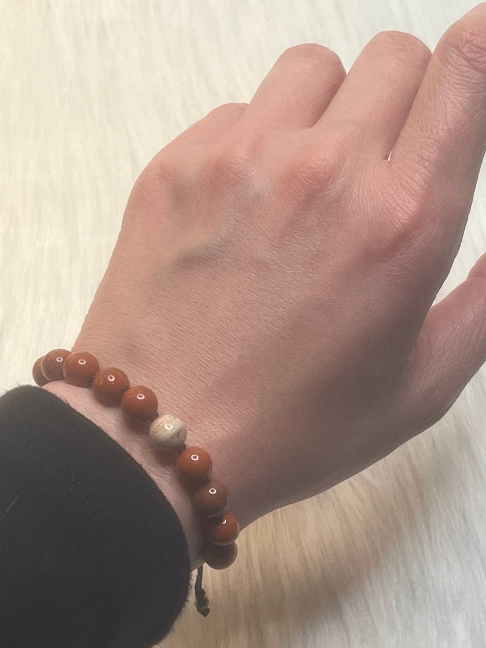 Red jasper macrame bracelet