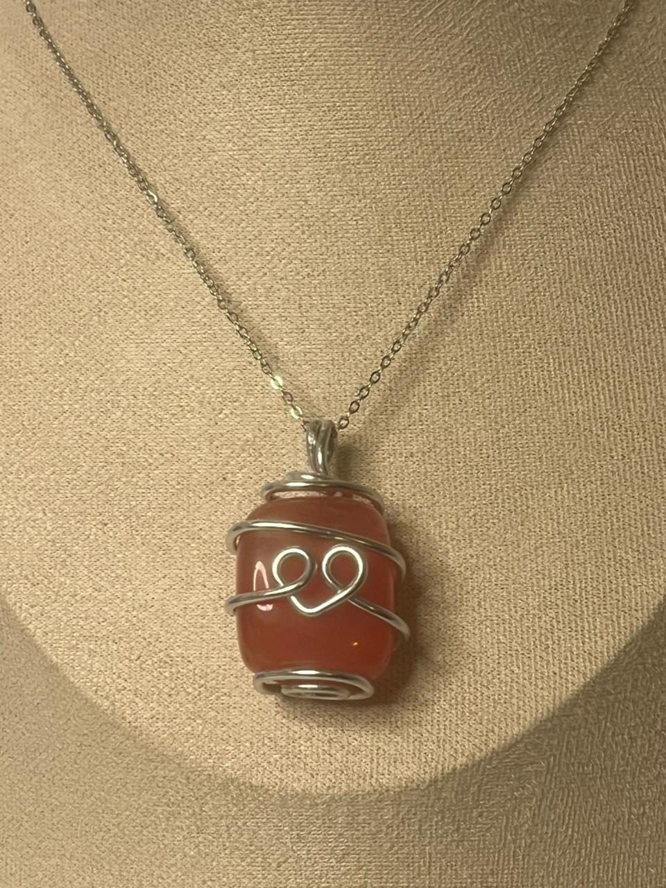 Faux cherry quartz necklace